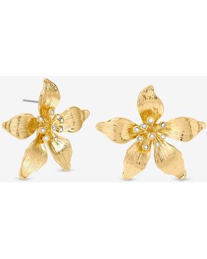Mood Polished Statement Floral Earrings - Metallic