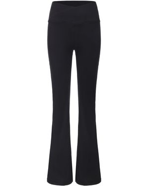 La Gear Crossover-Waist Flared Leggings - Black