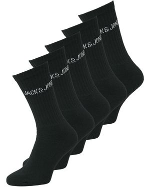 Jack & Jones Regen 5 Pack Crew Socks - Black