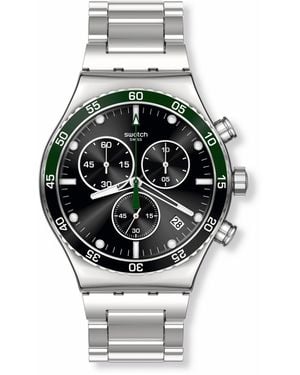 Swatch Dark Irony Analogue Quartz Watch - Metallic