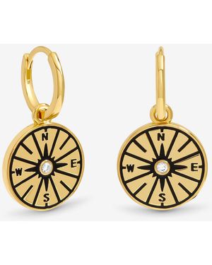 Inicio 14K Plated & Jet Compass Earrings - Metallic
