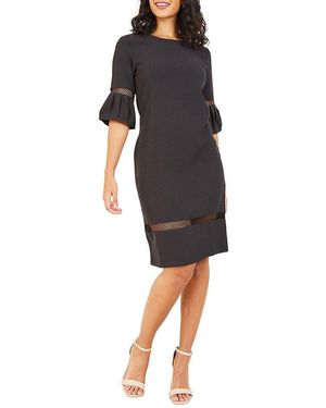 Yumi' Fishnet Insert Fitted Dress - Black