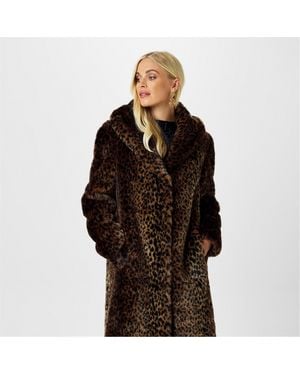 Biba Archive Faux Fur Long Sleeve Mid-Length Coat - Black