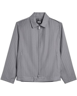 Y-3 Full Zip Stripe Harrington Jacket - Grey