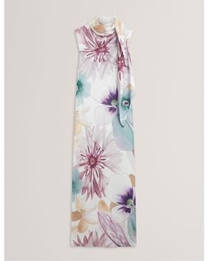 Ted Baker Tie Midi Slinky Dress - Pink