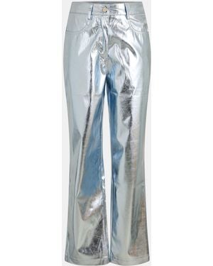 Amy Lynn Leather/Pu Leather Trousers - Blue