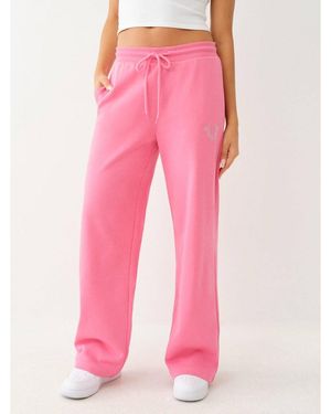 TRUE RELIGION Open Hem Fleece Relaxed Fit Joggers - Pink
