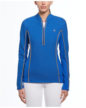 Original Penguin Long-Sleeve Quarter Zip Fleece - Blue