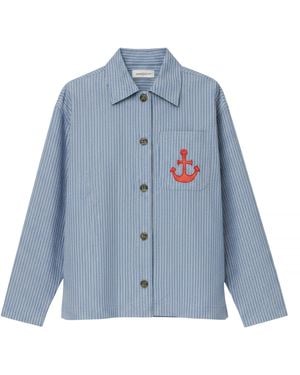 Stella Nova Striped Anchor Embroidered Shirt - Blue