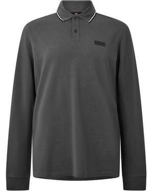 Barbour Evan Tip Cotton Long-Sleeve Polo Shirt - Grey