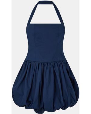 Amy Lynn Halter Puff Mini Dress - Blue