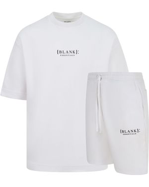 Blank Essentials Blank Puff Print T-Shirt Short Set - White
