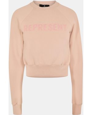 Represent Rep Fly Cropped Sweatshirt - Natural