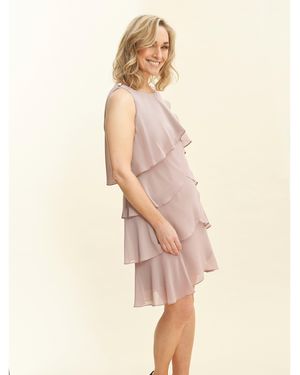 Gina Bacconi Vesta Jewel Tiered Cocktail Dress - Natural
