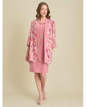 Gina Bacconi Reeve Printed Dress And Jacket - Pink