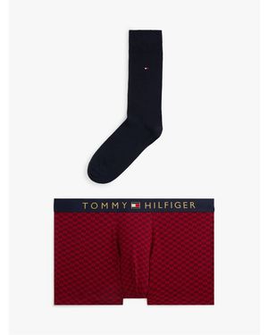 Tommy Hilfiger Waistband Trunk & Sock Set - Red