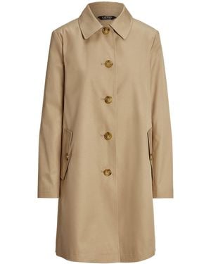 Ralph Lauren Genuine Leather Structured Trench Coat - Natural