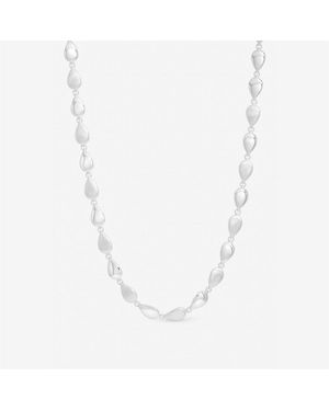 Inicio Plated Satin Pebble Necklace - White