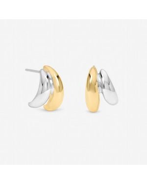 Jon Richard Two Tone Double Row Hoop Earrings - Metallic