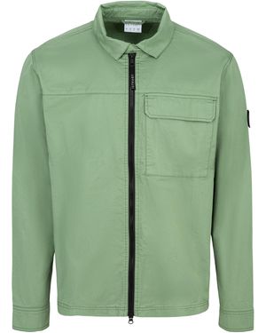 Loyalti Manny Cotton Long Sleeve Full Zip Overshirt - Green