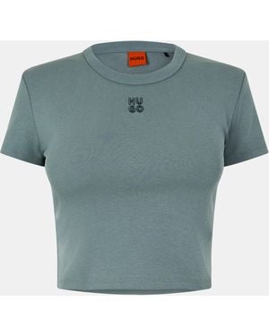 HUGO Delanor Cropped T-Shirt - Blue