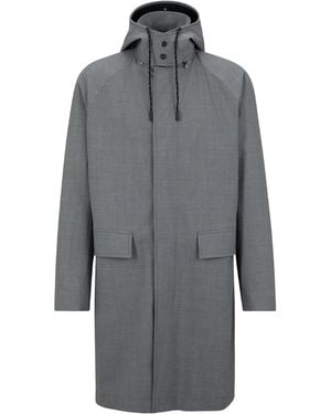 BOSS P Jared Hood Overcoat - Grey