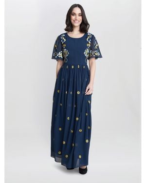 Gina Bacconi Embroidered Dress With Flowers - Blue