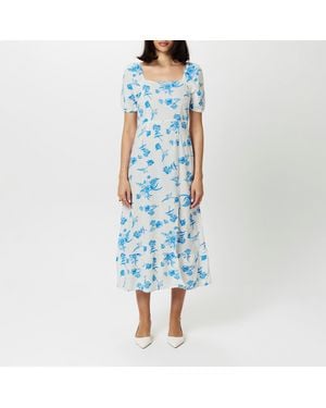 Vero Moda Linen Milkmaid Dress - Blue