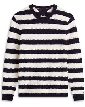 Tommy Hilfiger Crochet Stripe Relaxed Jumper - Blue