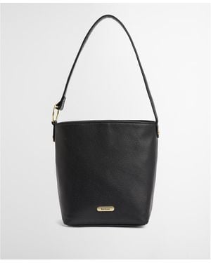 Barbour Cedar Leather Bucket Bag - Black