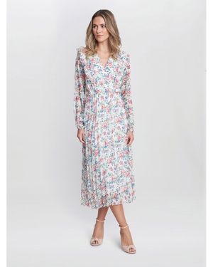Gina Bacconi Chantelle Pleated Frill Dress - White