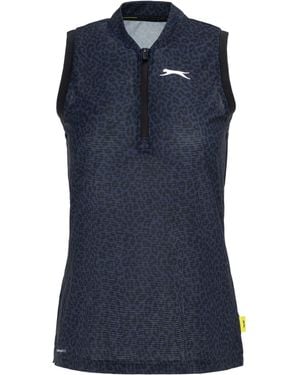 Slazenger 1881 Zip Sleeveless Polo - Blue