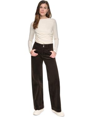 DKNY Hi Rise Double Button Wide Leg Corduroy - Black