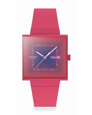 Swatch Adults Squarely 53 Analogue Quartz Watch - Pink