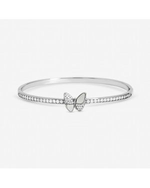Jon Richard Rhodium Plated Mother Of Pearl Butterfly Bangle - Metallic