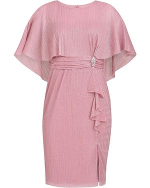 Gina Bacconi Sonya Pleated Dress With Brooch - Pink