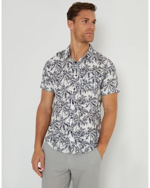 Threadbare Dormy Short-Sleeve Patterned Shirt - Grey