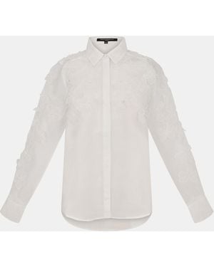 French Connection Camden Floral Embellished Long Sleeve Blouse - White