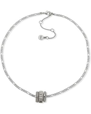 DKNY Baguette & Polished Rondelle Figaro Link Pendant Necklace - Metallic