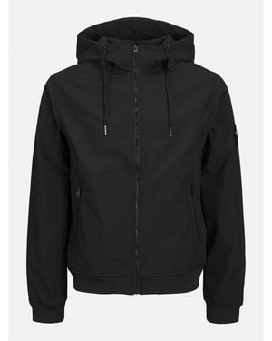 Jack & Jones Zipped Hooded Softshell Jacket - Black