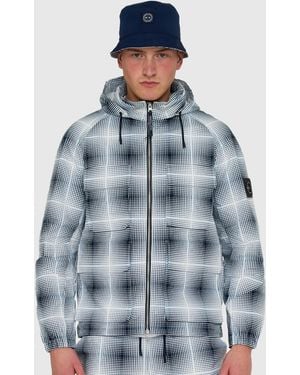 Marshall Artist Check Short Puffer Jacket - Blue