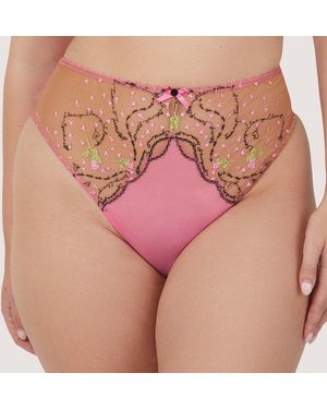 Playful Promises Spank Me & Nude Custom Embroidery High Waist - Pink