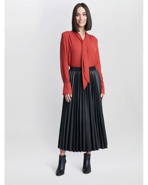 Gina Bacconi Shelby Pussy Bow Blouse - Red
