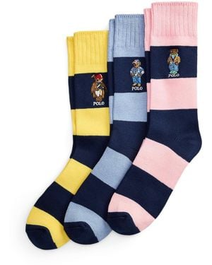 Polo Ralph Lauren Polo Bear Striped 3-Sock Gift Set - Blue