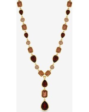 Mood Plated And Tonal Stone Y Drop Necklace - Metallic