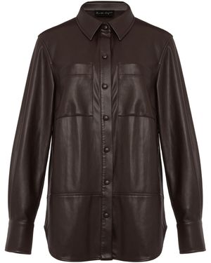 Phase Eight Aphia Faux Leather Shacket - Brown
