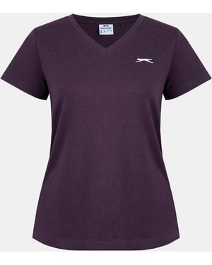 Slazenger 1881 Ladies V Neck Tee Shirt - Purple