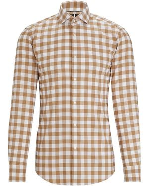 BOSS P Hank Spread Long Sleeve Oxford Shirt - White
