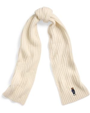 Polo Ralph Lauren Polo Bear Wool Embroidered Midweight Scarf - White