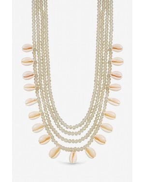Mood Plated Shell And Bead Multirow Necklace - Metallic